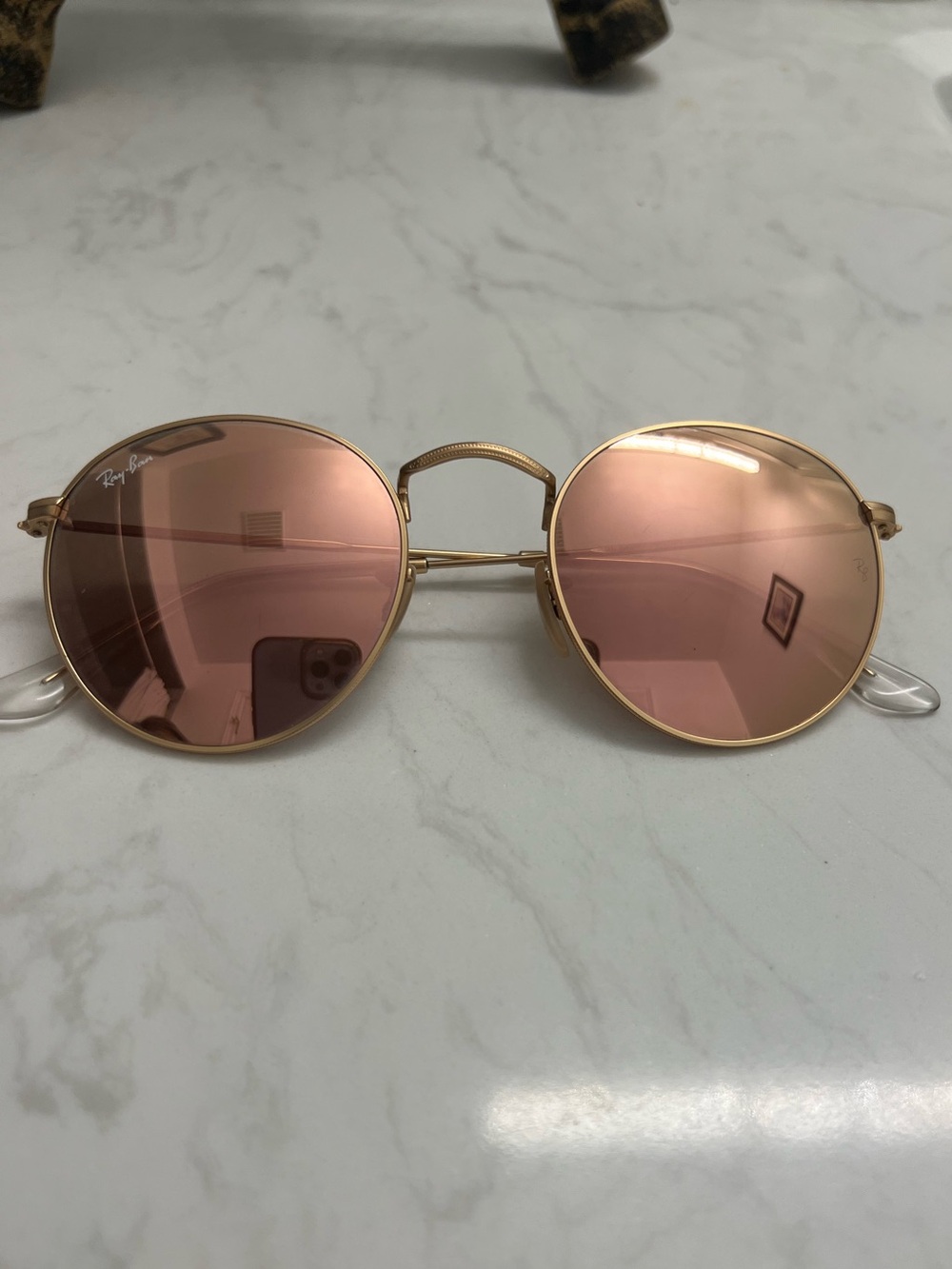 Ray-Ban Round Metal Sunglasses RB3447 | Rose Gold Frame & Pink Mirrored Lenses